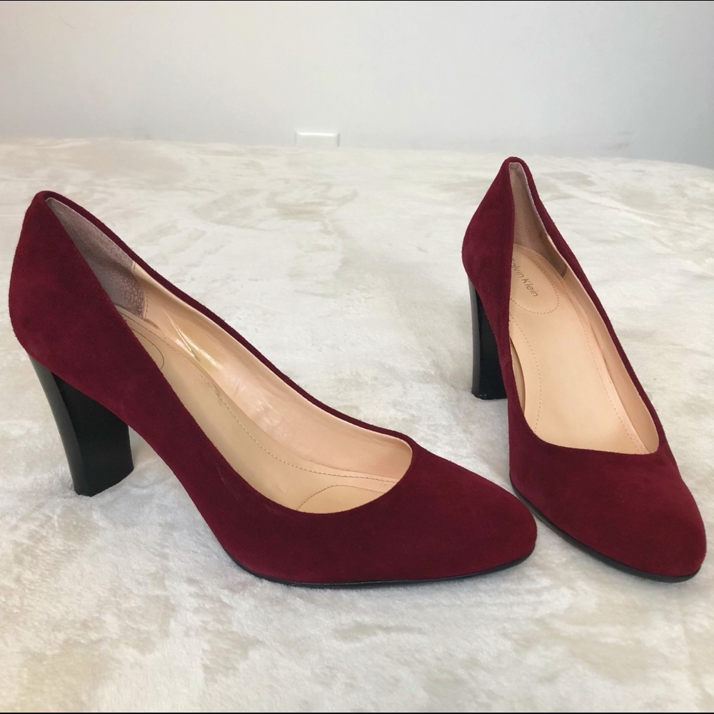 Calvin Klein Dark Red Suede Pumps